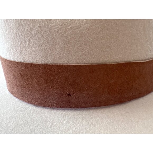 Gigi Pip Fedora Hat Womens Size 57 M Beige - Brown Band 100% Australian Wool NWT - Picture 15 of 16